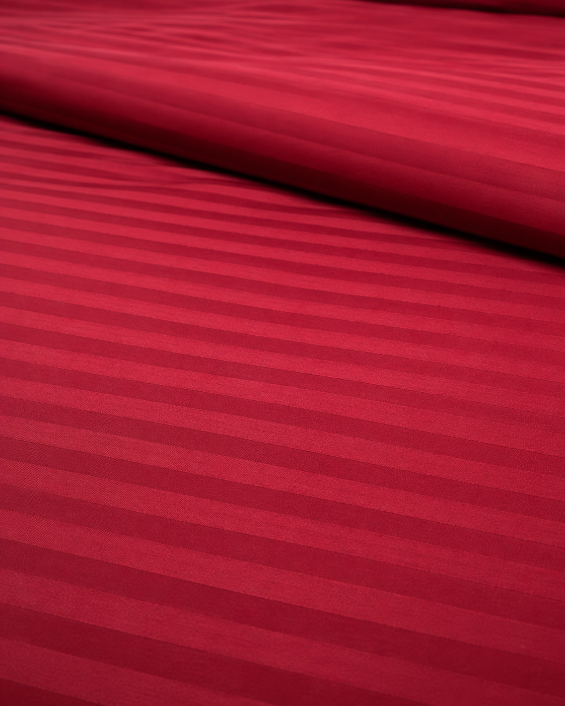 Striped Sateen Cotton Bedding Set – Burgundy Red