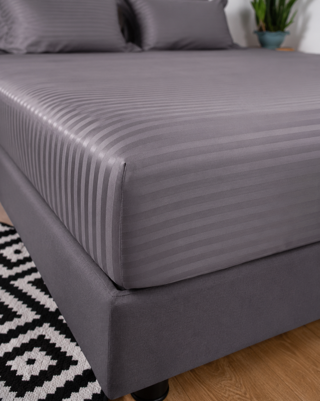 Striped Sateen Cotton Bedding Set – Urban Grey