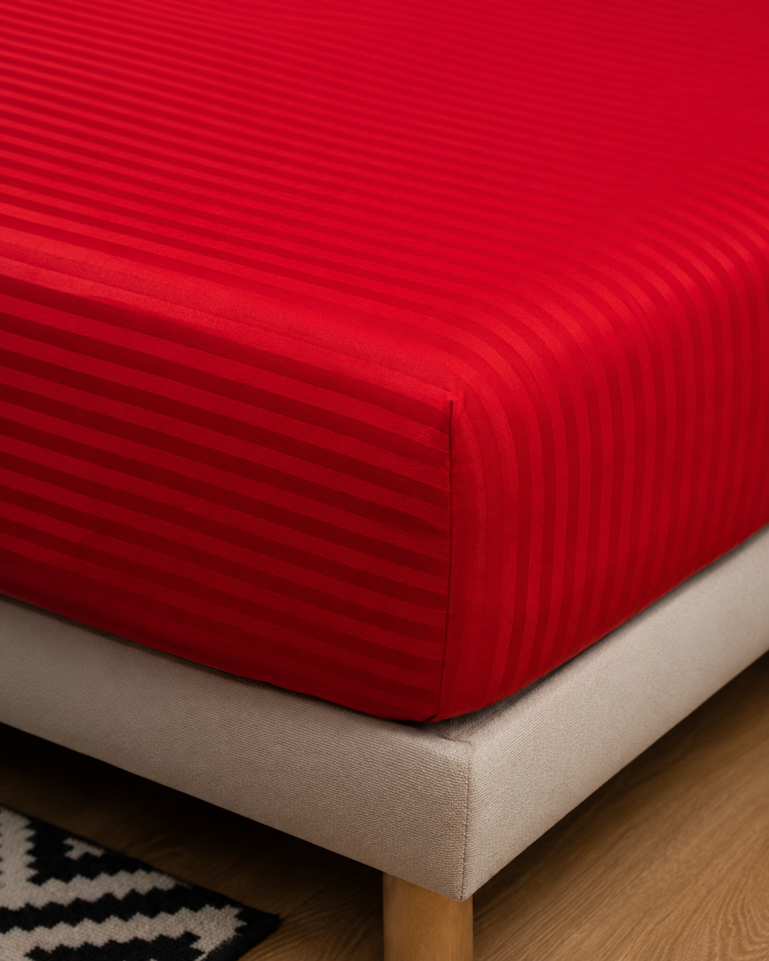 Striped Sateen Cotton Bedding Set – Ruby Passion