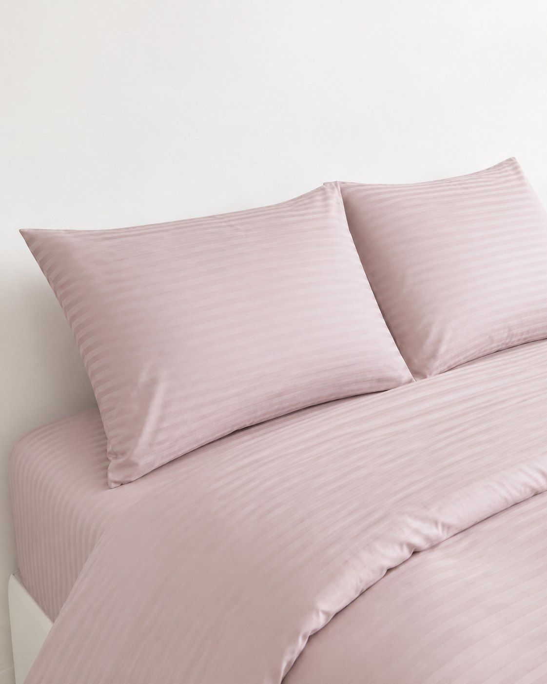 Striped Sateen Cotton Bedding Set – Dusty Blush