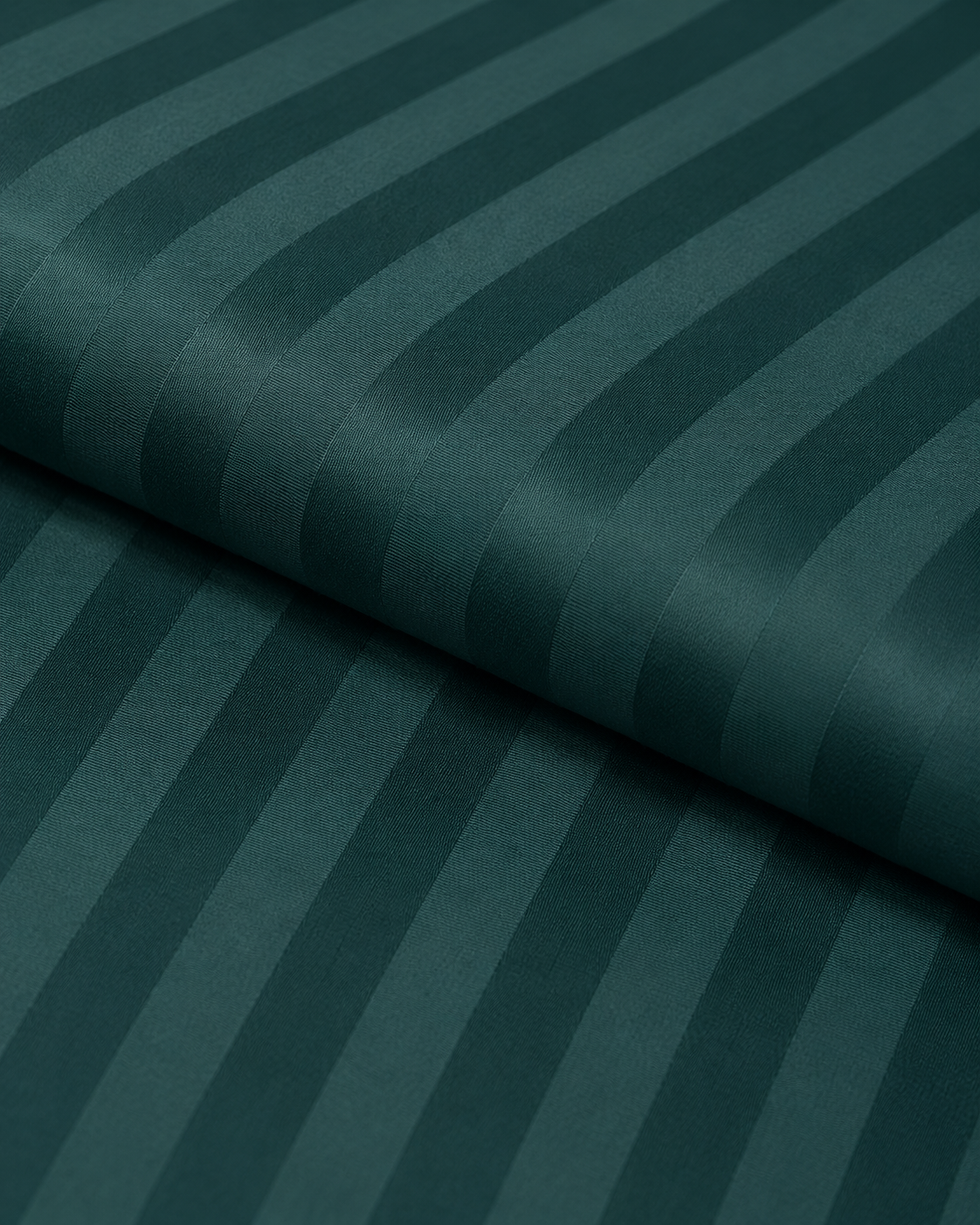 Striped Sateen Cotton Bedding Set – Deep Green Elegance