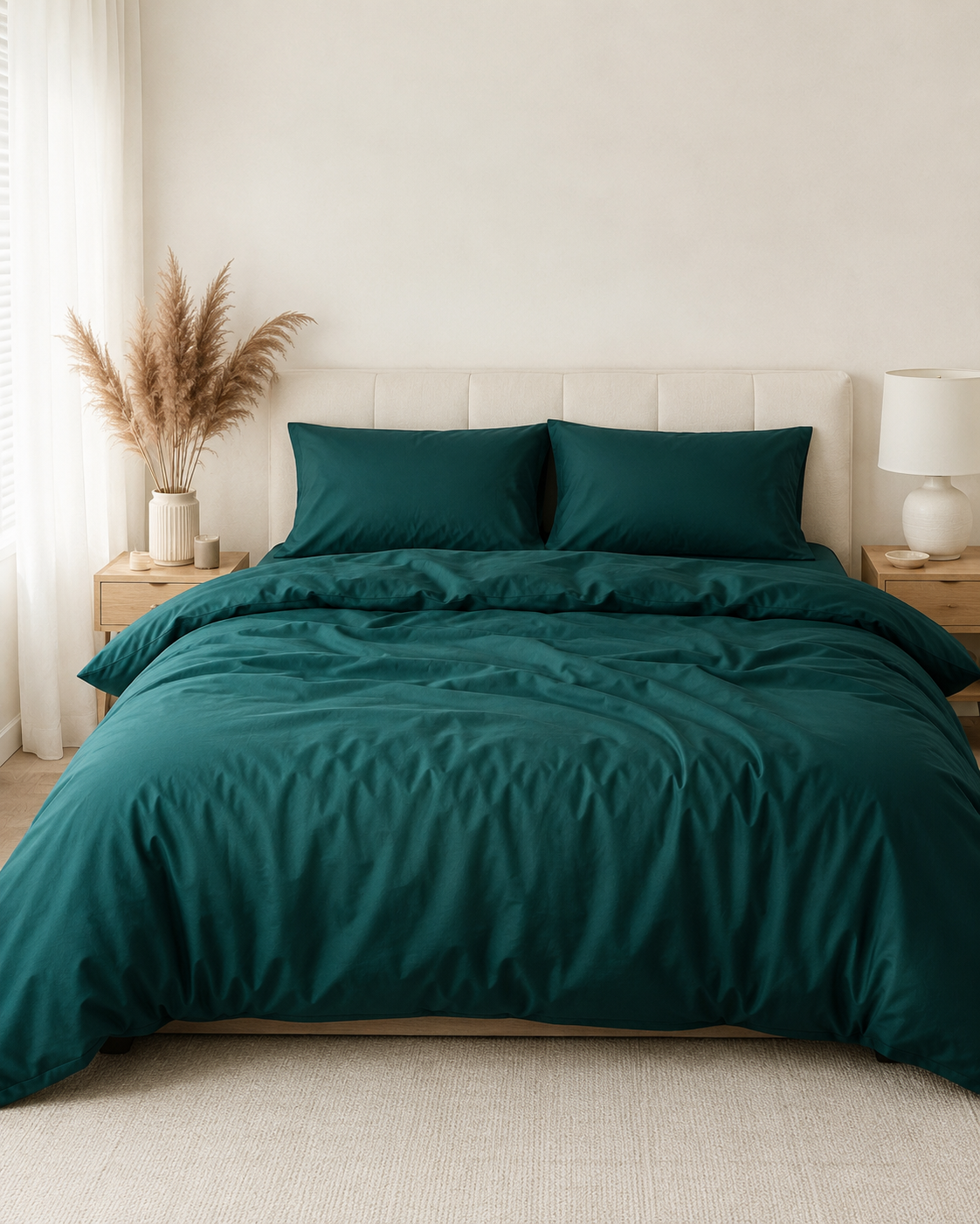 Luxury Cotton Sateen Bedding Set – Emerald Depth