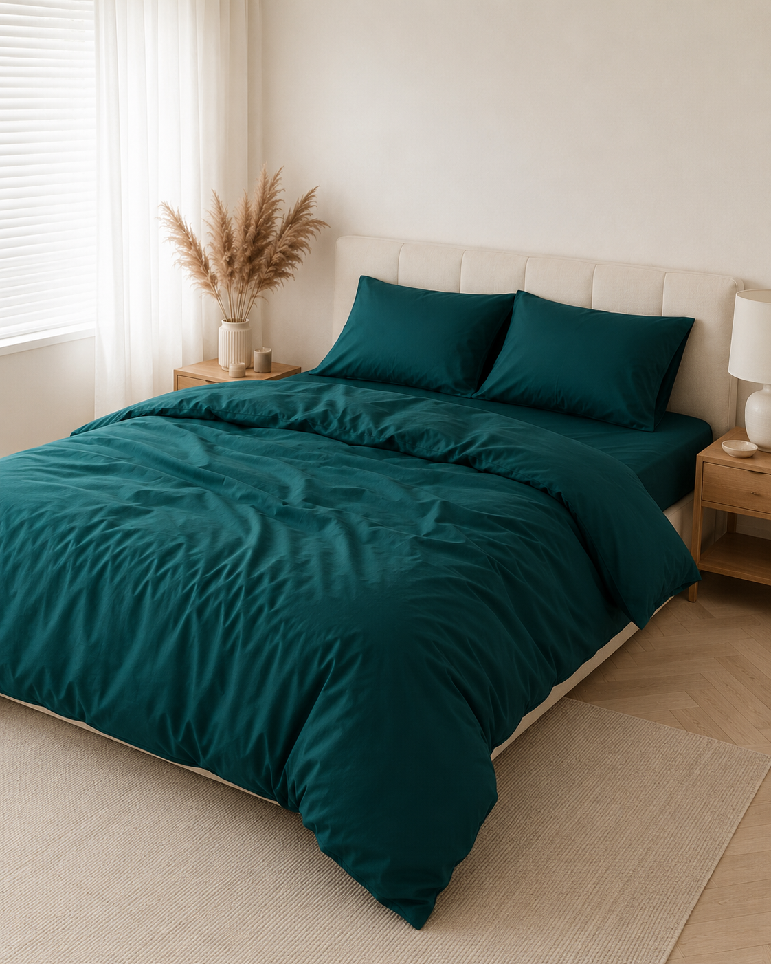 Luxury Cotton Sateen Bedding Set – Emerald Depth