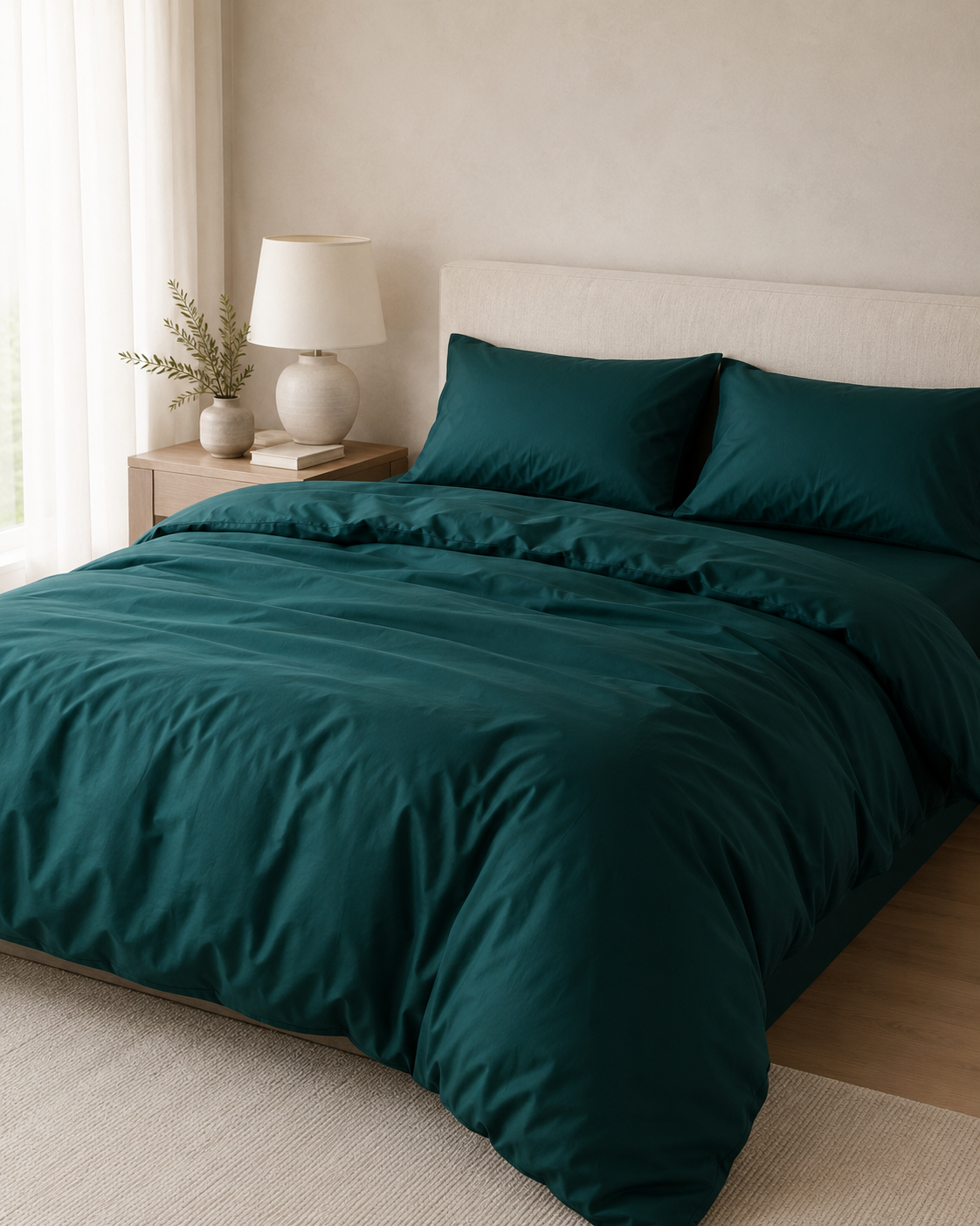 Luxury Cotton Sateen Bedding Set – Emerald Depth