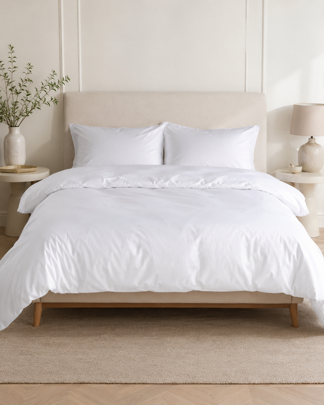 Luxury Cotton Sateen Bedding Set – Pure White