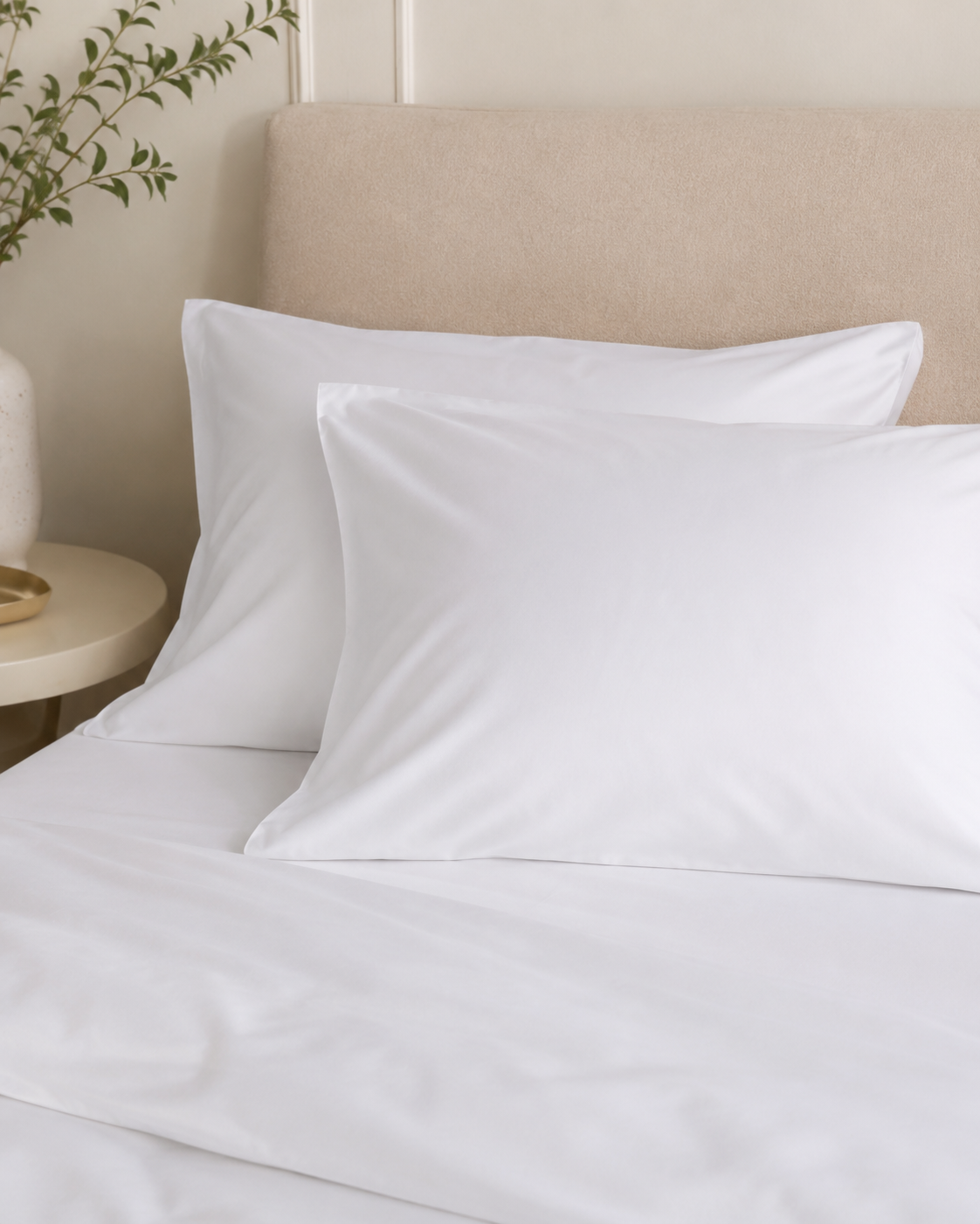 Luxury Cotton Sateen Bedding Set – Pure White