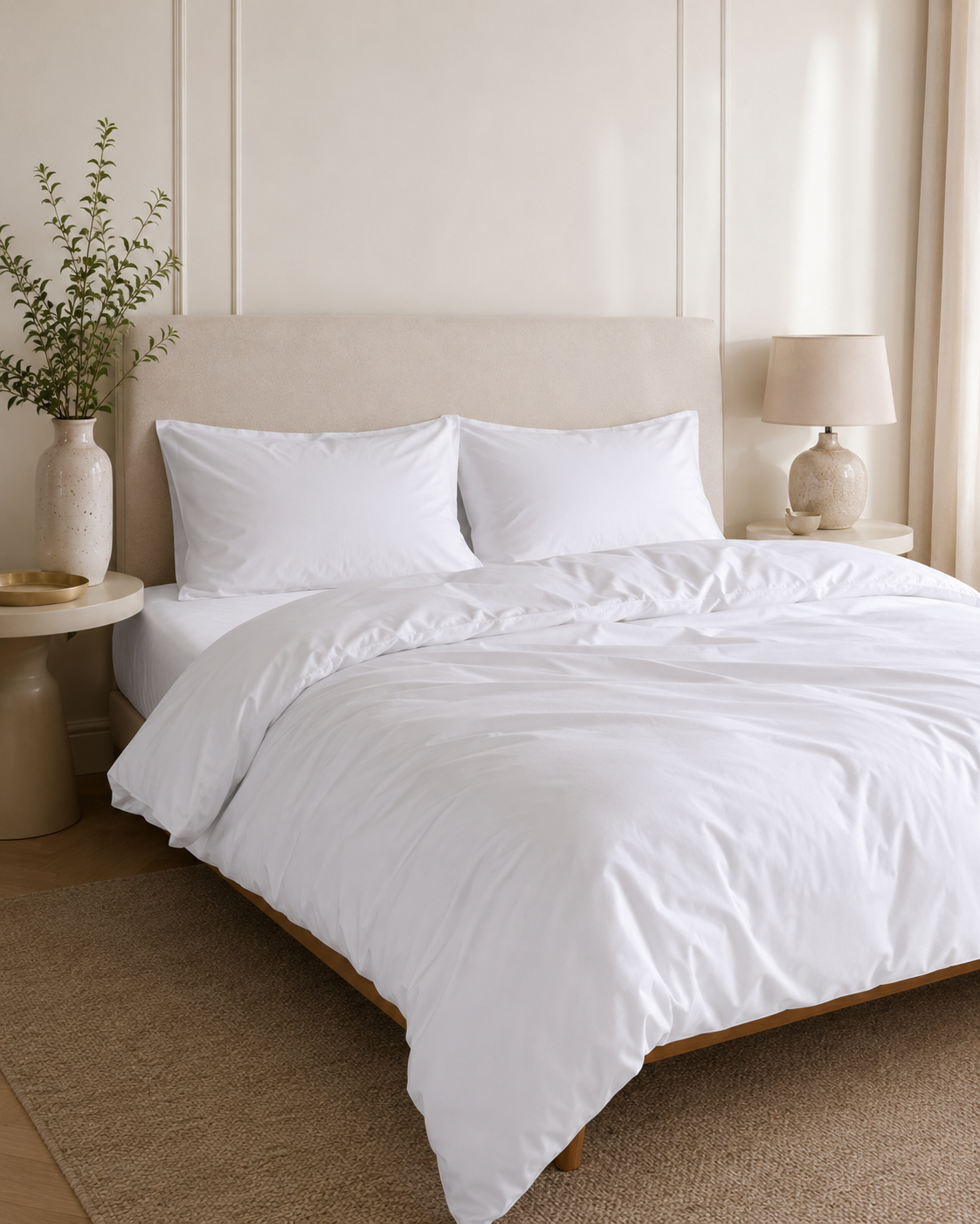 Luxury Cotton Sateen Bedding Set – Pure White