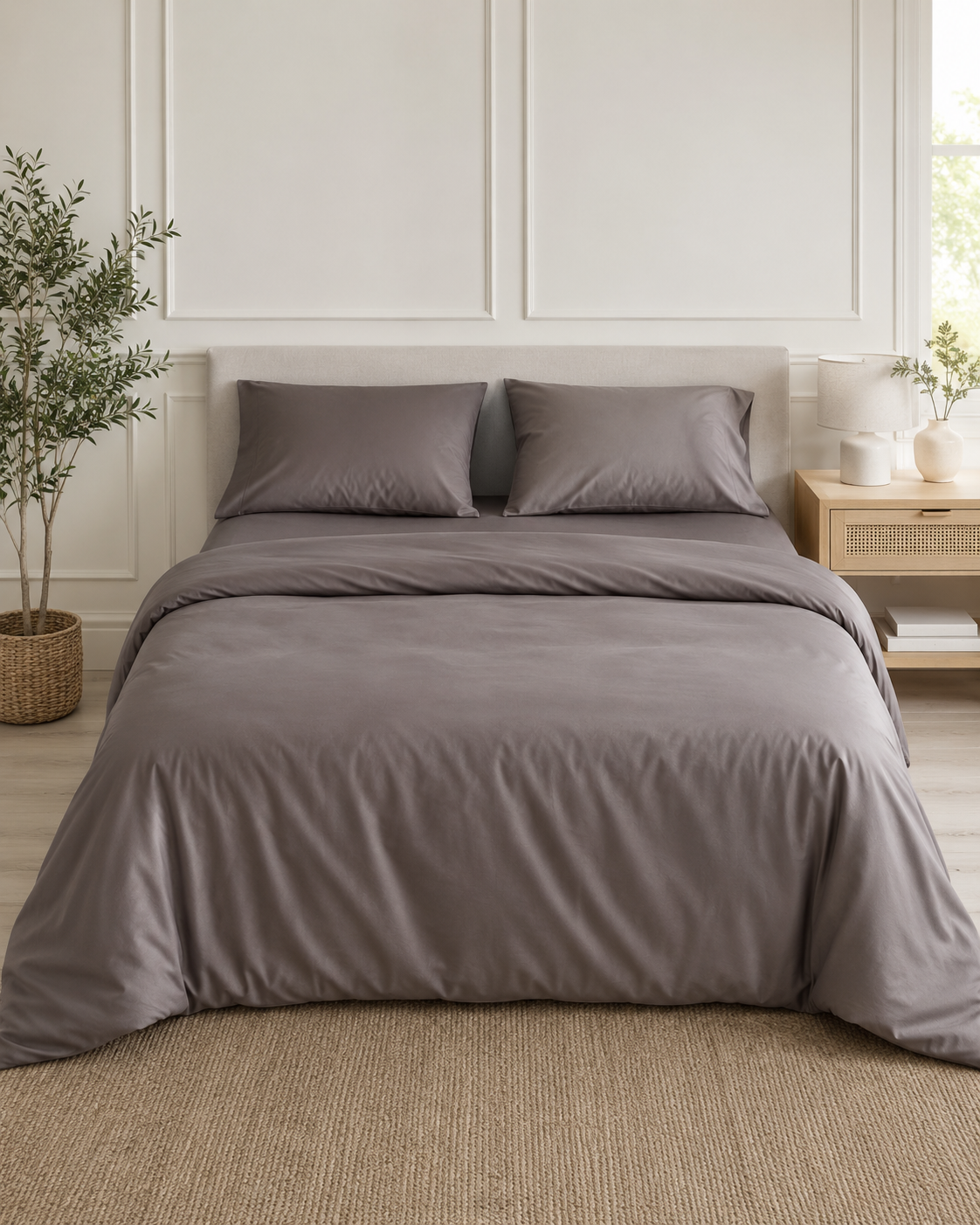 Luxury Cotton Sateen Bedding Set – Cocoa Calm