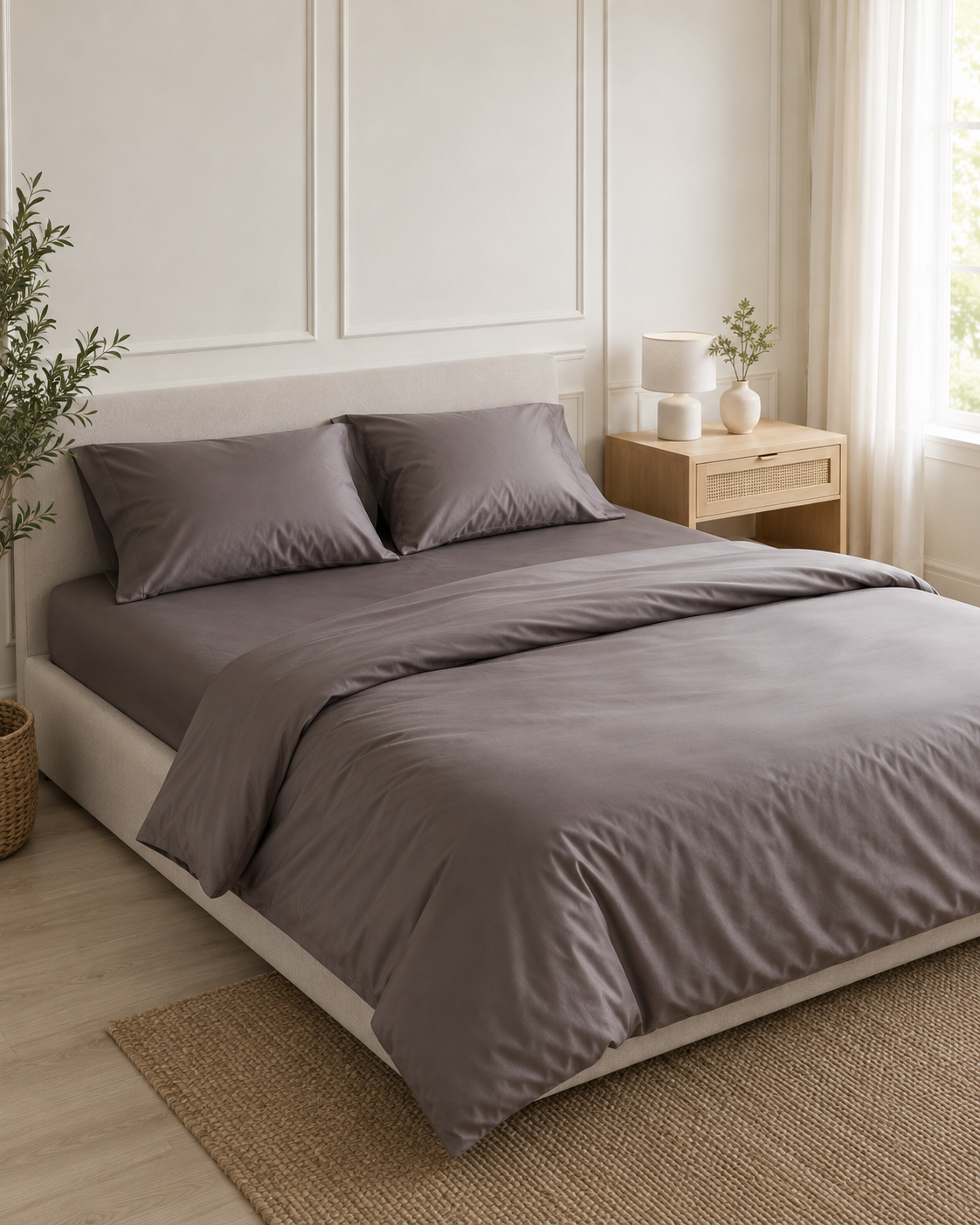 Luxury Cotton Sateen Bedding Set – Cocoa Calm