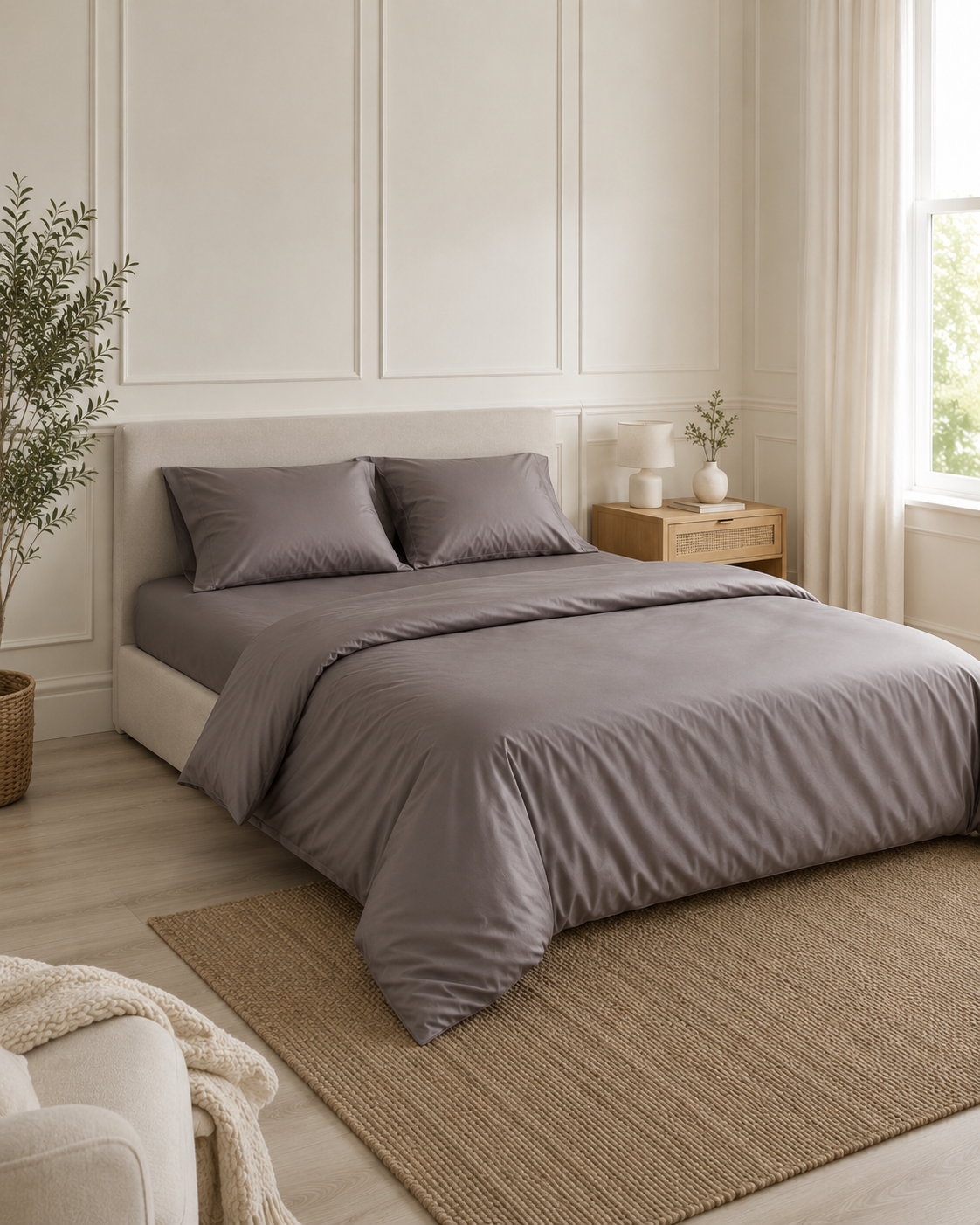 Luxury Cotton Sateen Bedding Set – Cocoa Calm