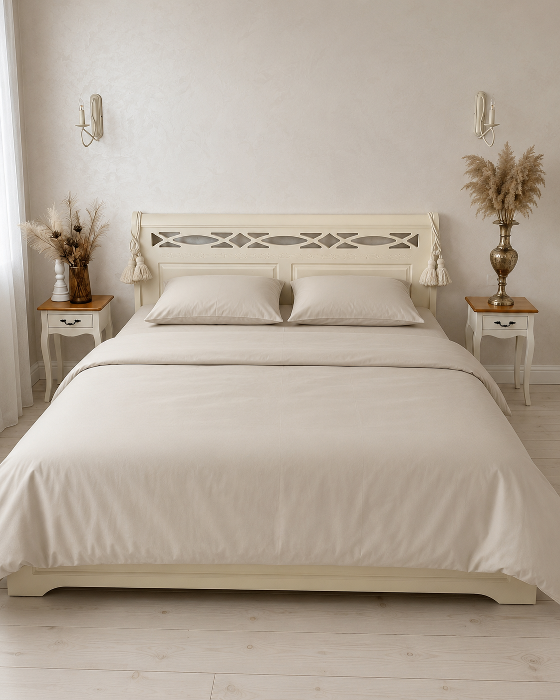 Luxury Cotton Sateen Bedding Set – Pure Ivory