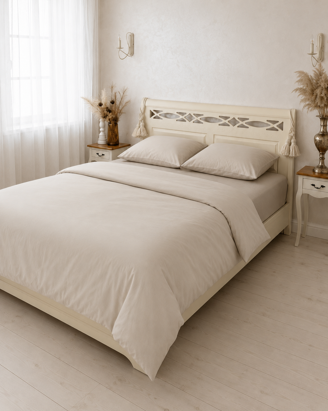 Luxury Cotton Sateen Bedding Set – Pure Ivory