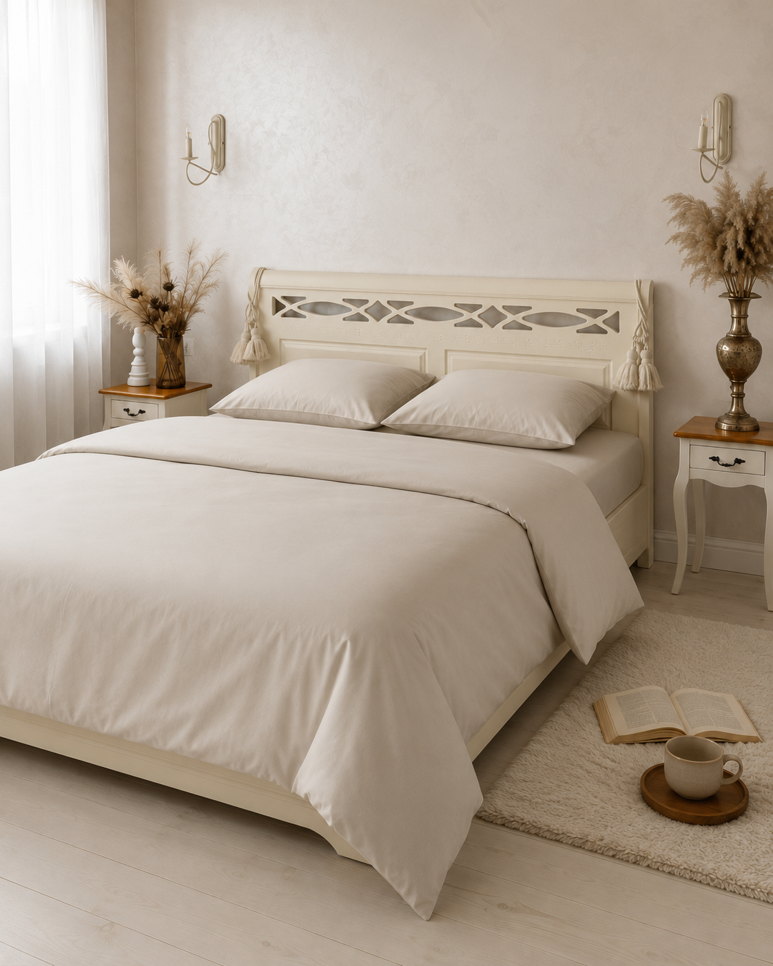 Luxury Cotton Sateen Bedding Set – Pure Ivory