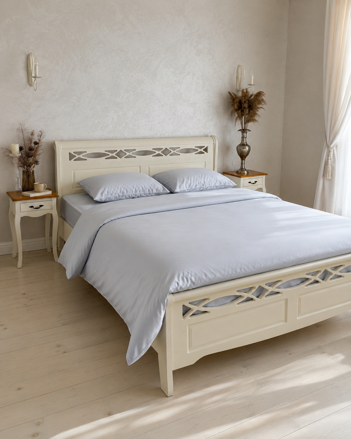 Luxury Cotton Sateen Bedding Set – Silver Mist