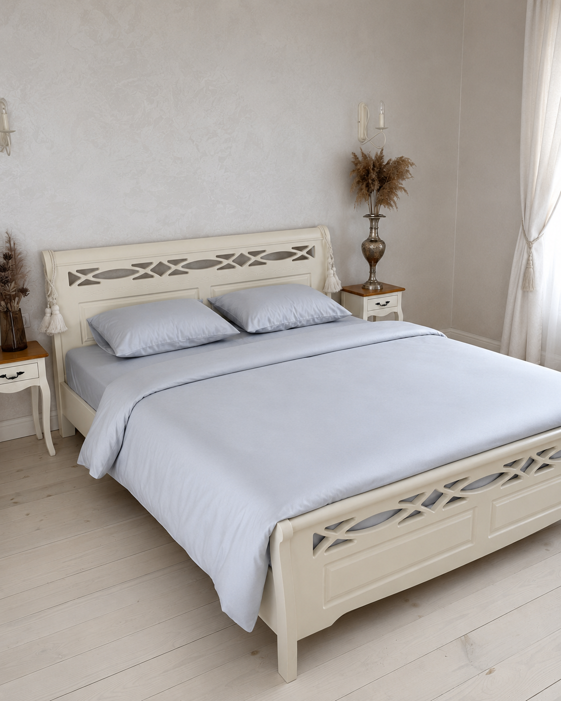 Luxury Cotton Sateen Bedding Set – Silver Mist