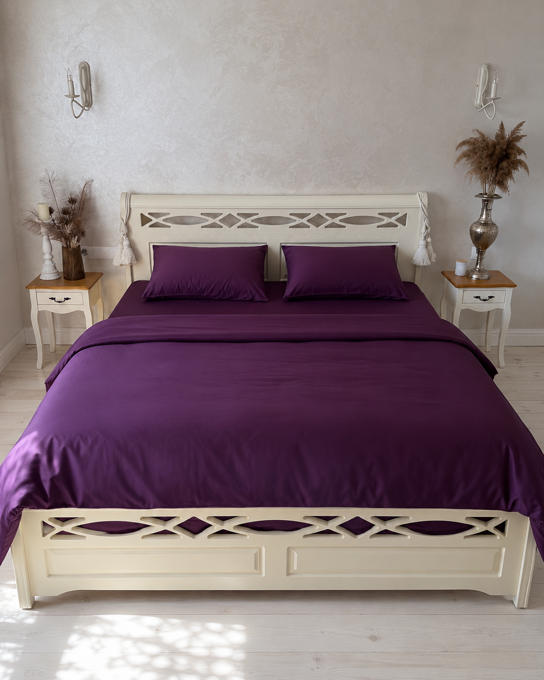 Luxury Cotton Sateen Bedding Set – Deep Plum Elegance