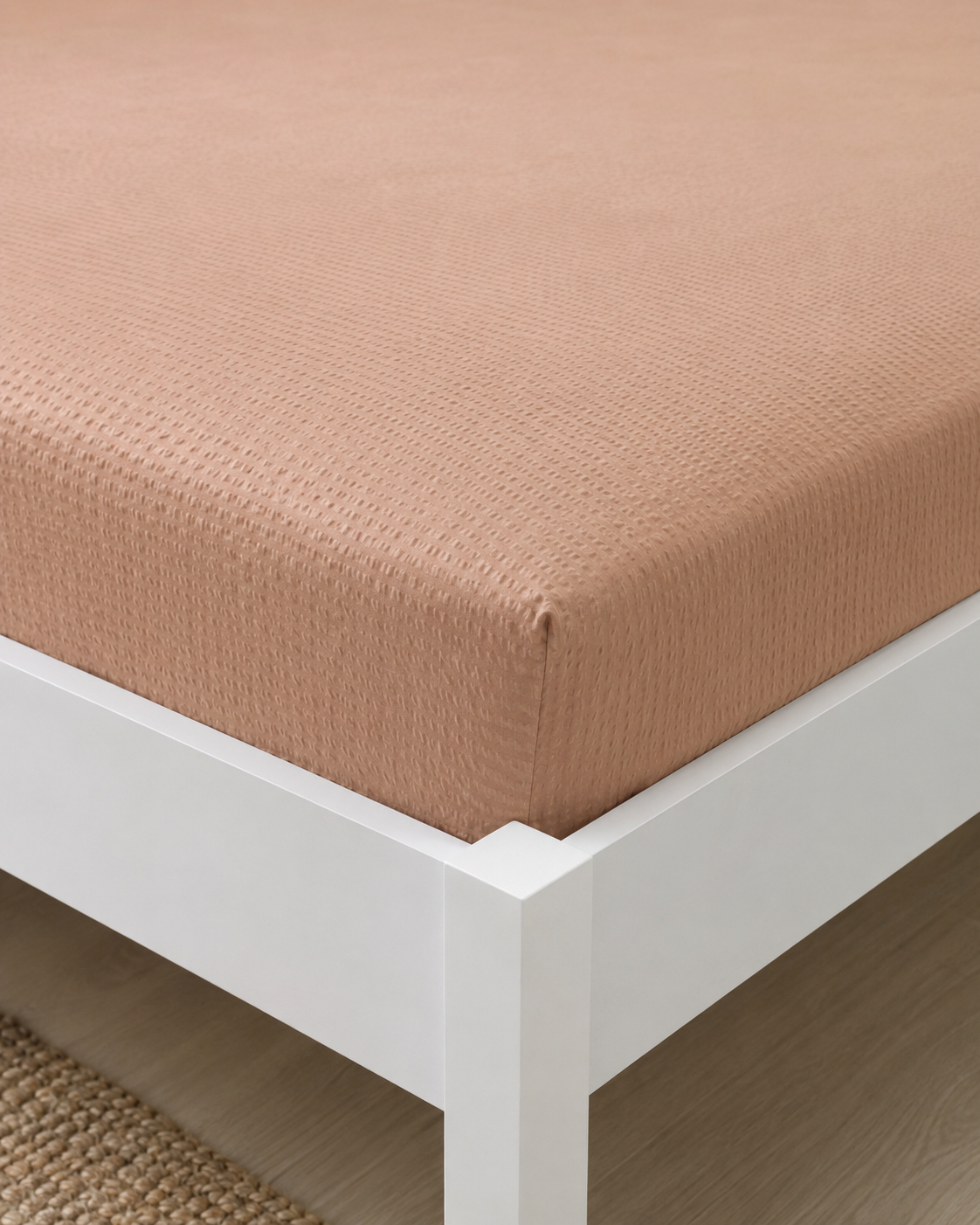 Seersucker Ruffle Cotton Bedding Set — Warm Sand
