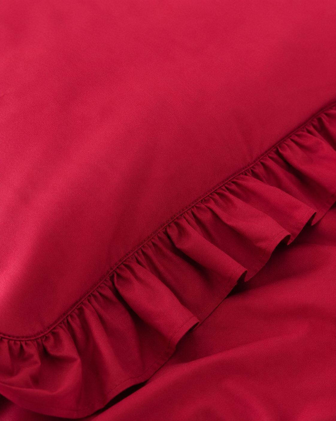 Ranforce Ruffle Cotton Bedding Set – Burgundy Elegance