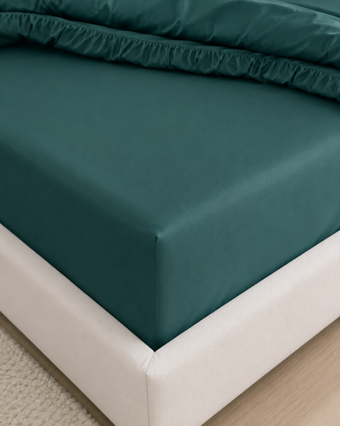 Ranforce Ruffle Cotton Bedding Set – Deep Emerald