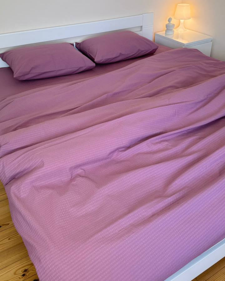 Seersucker Cotton Bedding Set — Soft Mauve