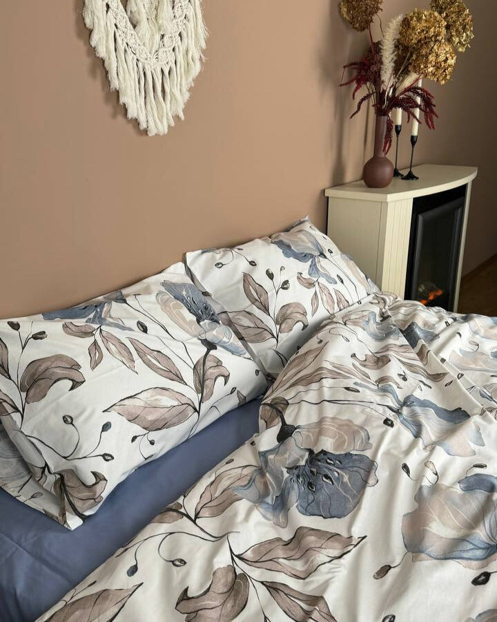 Premium Ranforce Cotton Bedding Set – Blue Garden