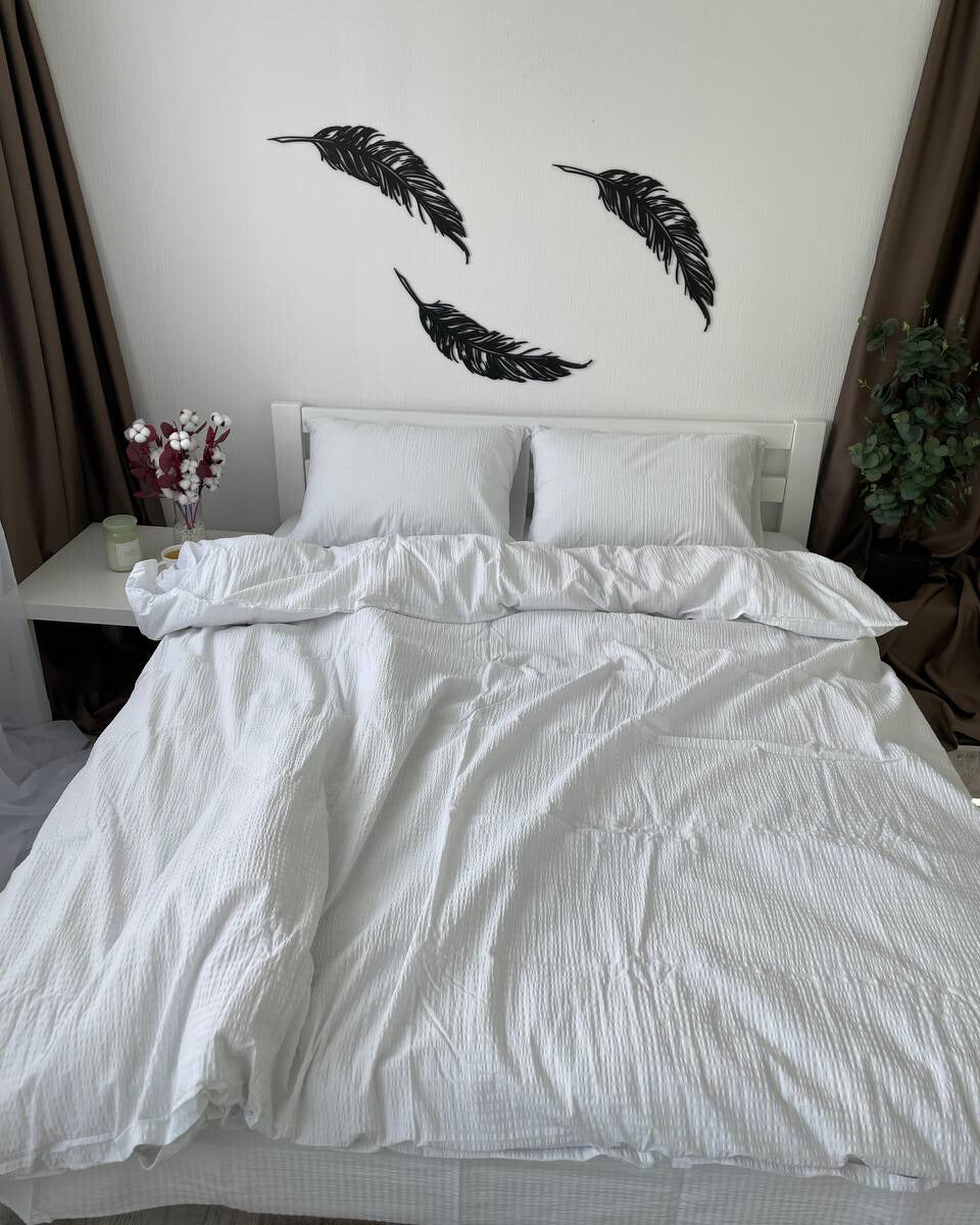 Seersucker Cotton Bedding Set – Pure White