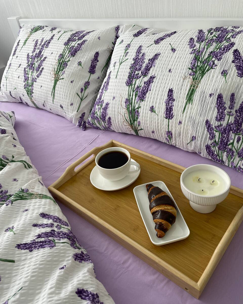 Premium Seersucker Cotton Bedding Set – Lavender Field