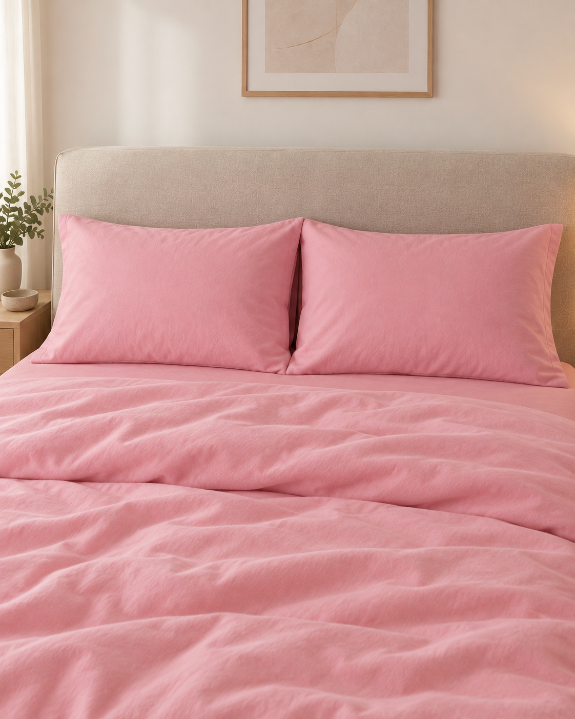 Pure Brushed Cotton Bedding Set – Blush Pink