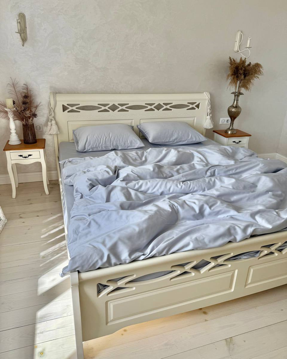 Luxury Cotton Sateen Bedding Set – Silver Mist