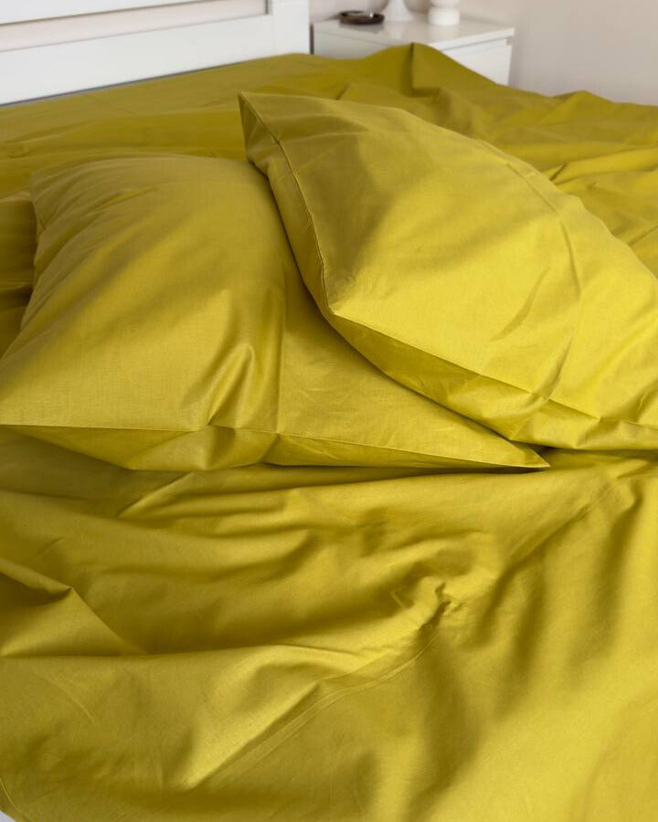 Premium Ranforce Cotton Bedding Set – Mustard Harmony