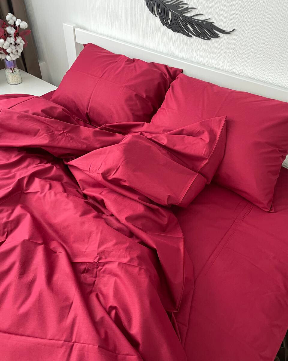 Ranforce Cotton Bedding Set – Burgundy Elegance