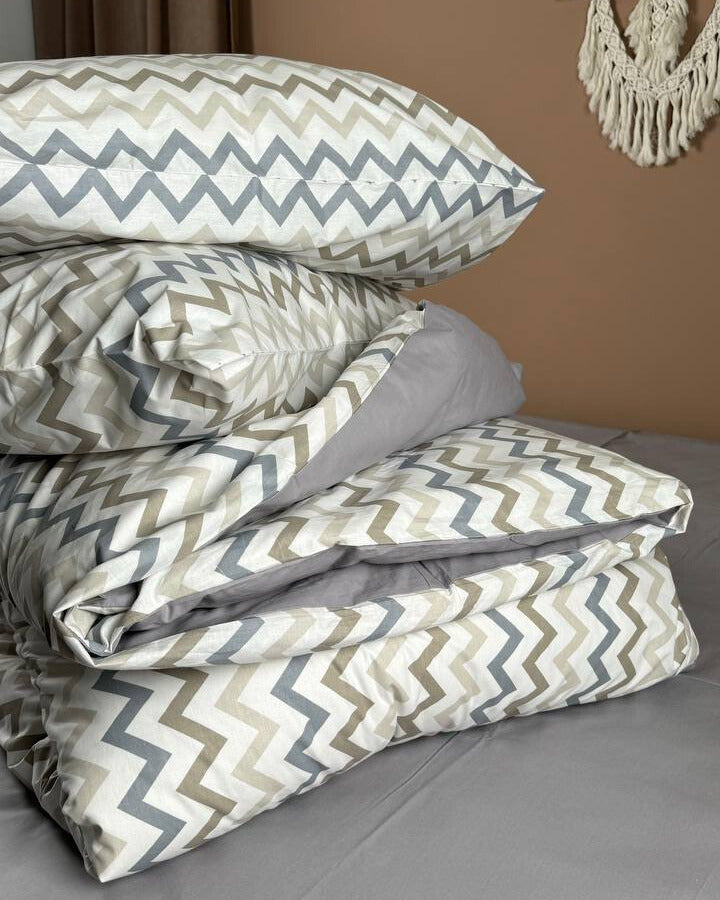 Premium Ranforce Cotton Bedding Set – Urban Zigzag
