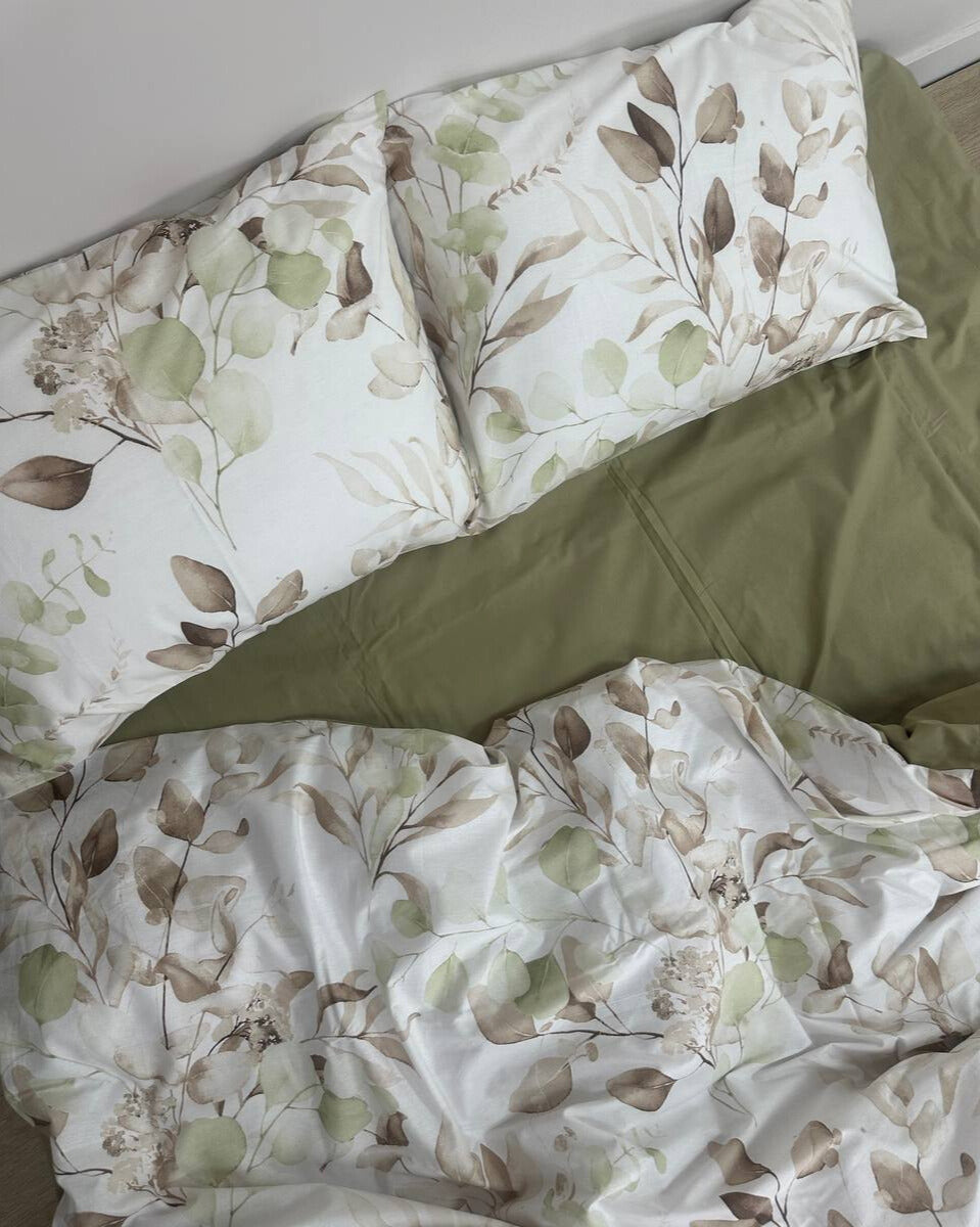 Premium Ranforce Cotton Bedding Set – Olive Garden