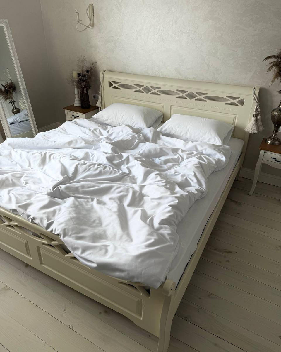 Luxury Cotton Sateen Bedding Set – Pure White