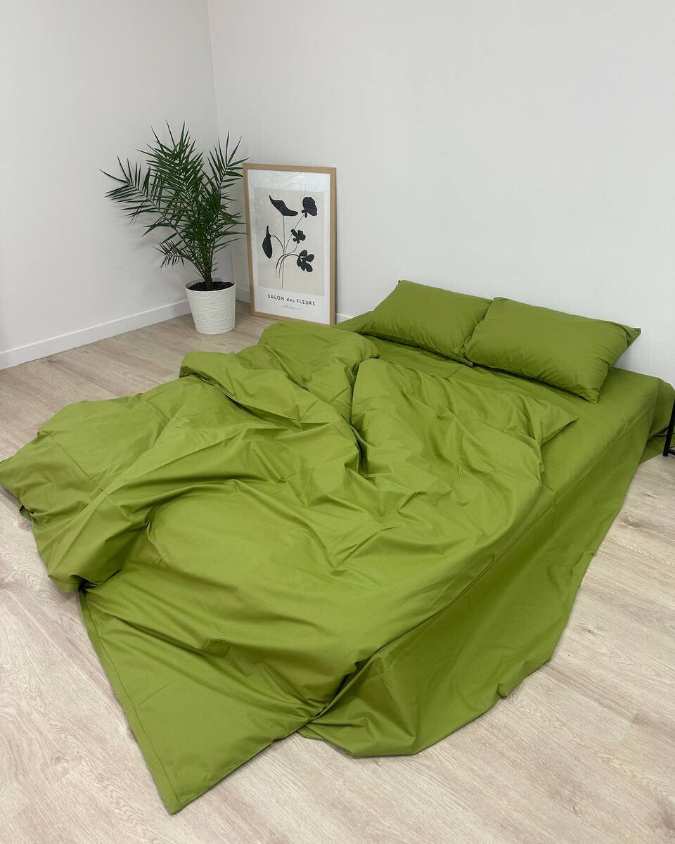 Premium Ranforce Cotton Bedding Set – Olive Harmony