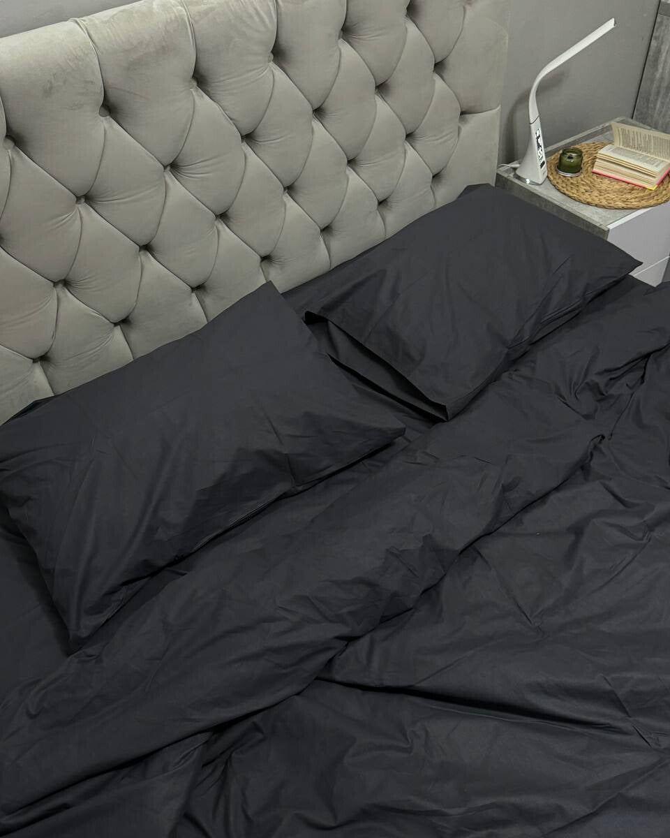 Premium Ranforce Cotton Bedding Set – Deep Charcoal
