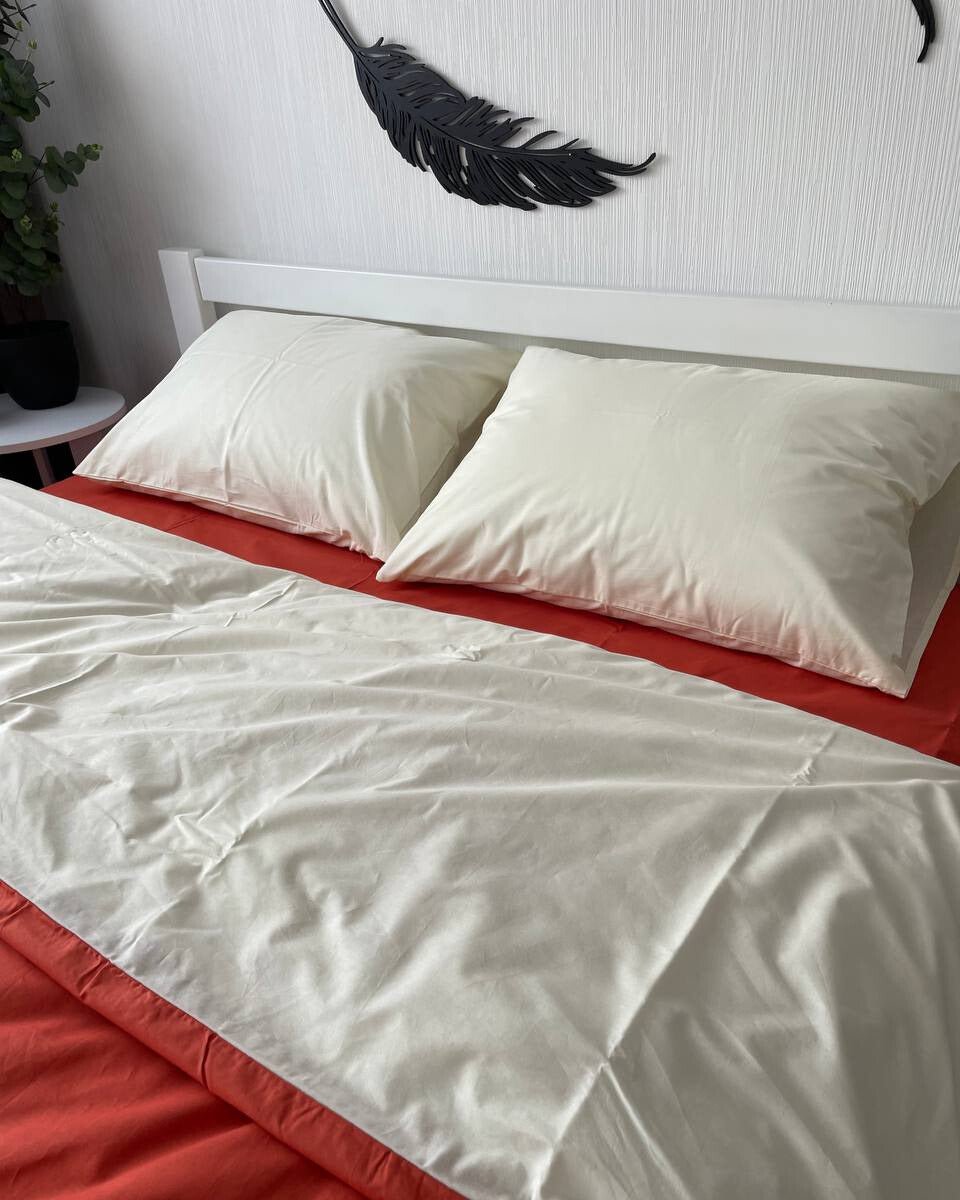 Premium Ranforce Cotton Bedding Set – Sunset Cream