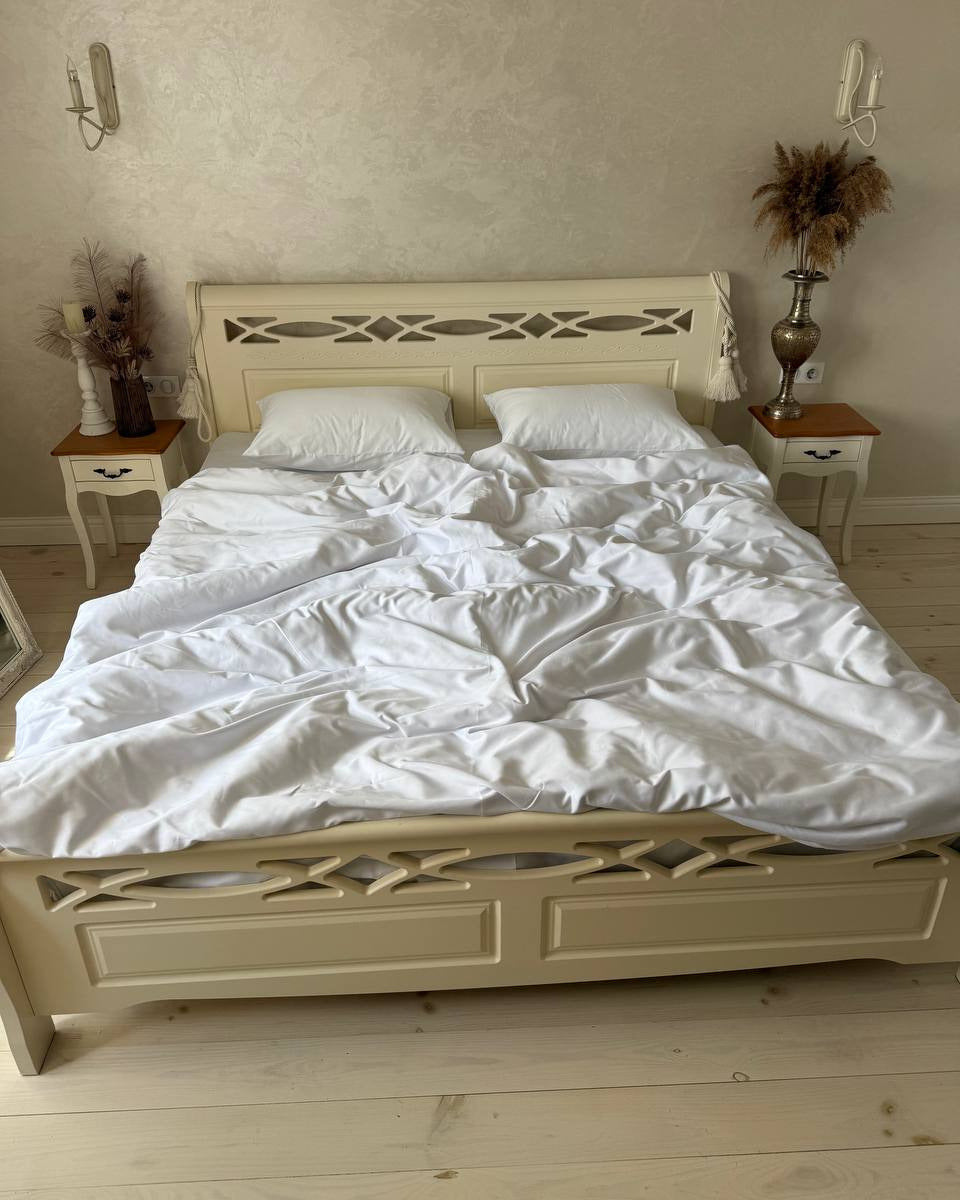Luxury Cotton Sateen Bedding Set – Pure White