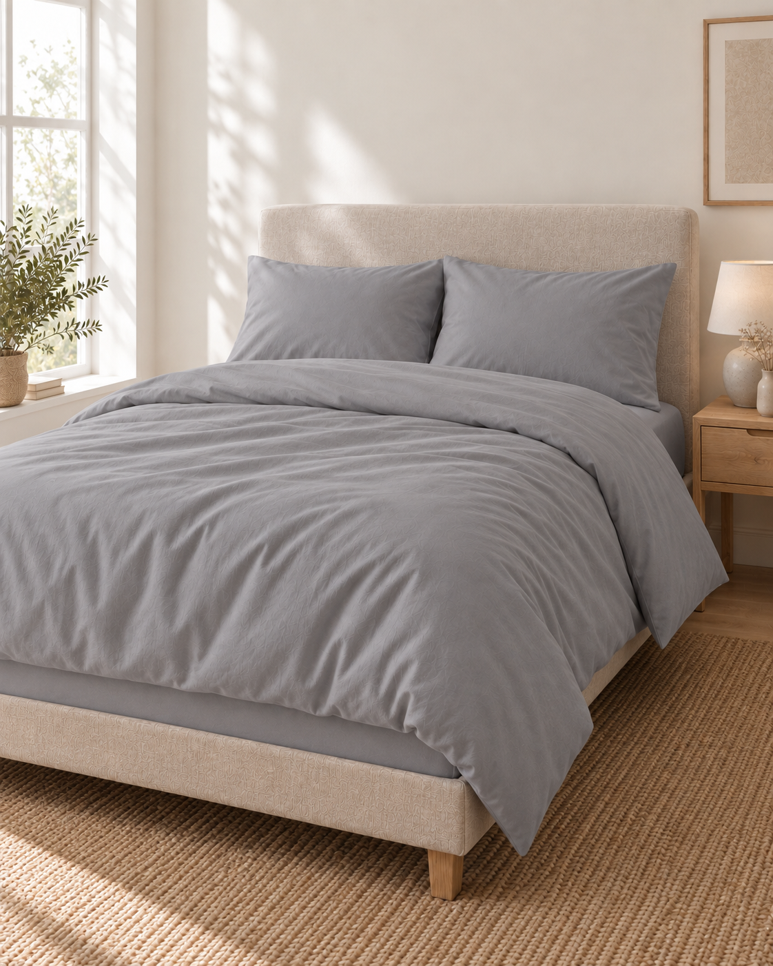 Pure Brushed Cotton Bedding Set – Soft Grey