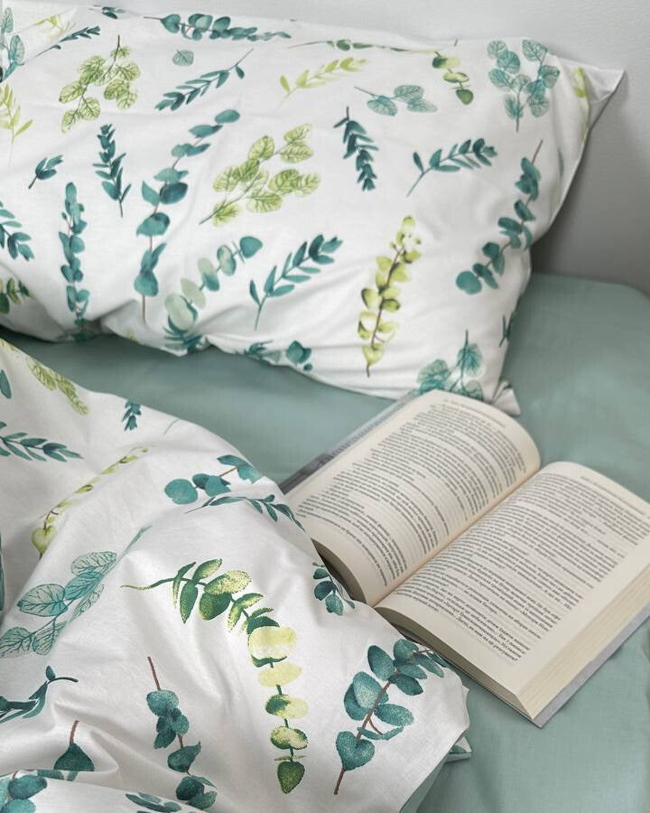Premium Ranforce Cotton Bedding Set – Eucalyptus Garden