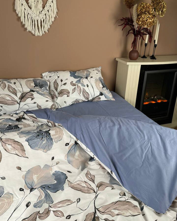 Premium Ranforce Cotton Bedding Set – Blue Garden