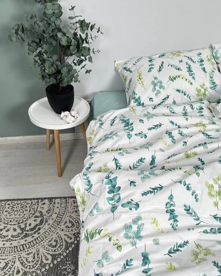 Premium Ranforce Cotton Bedding Set – Eucalyptus Garden