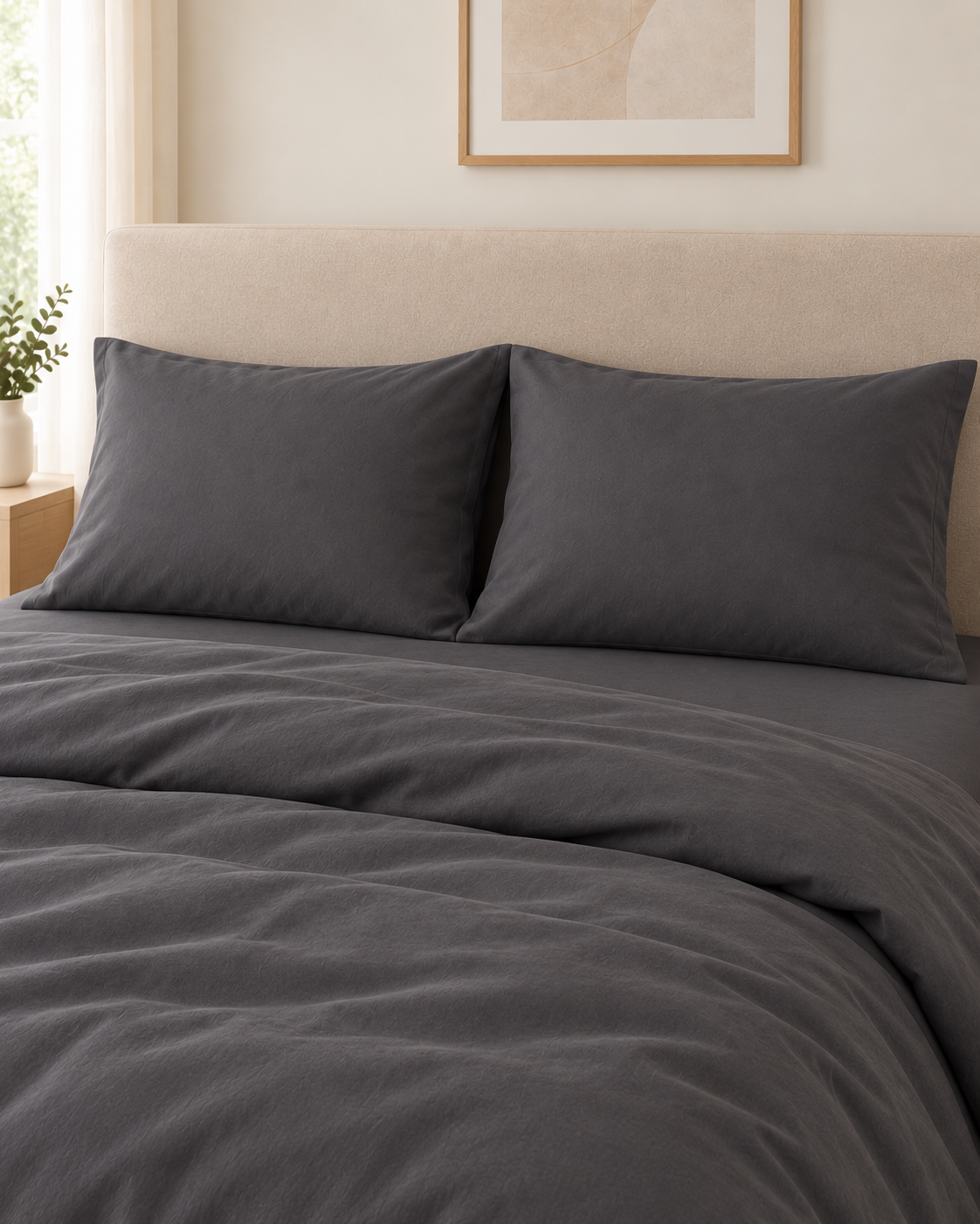 Pure Brushed Cotton Bedding Set – Graphite