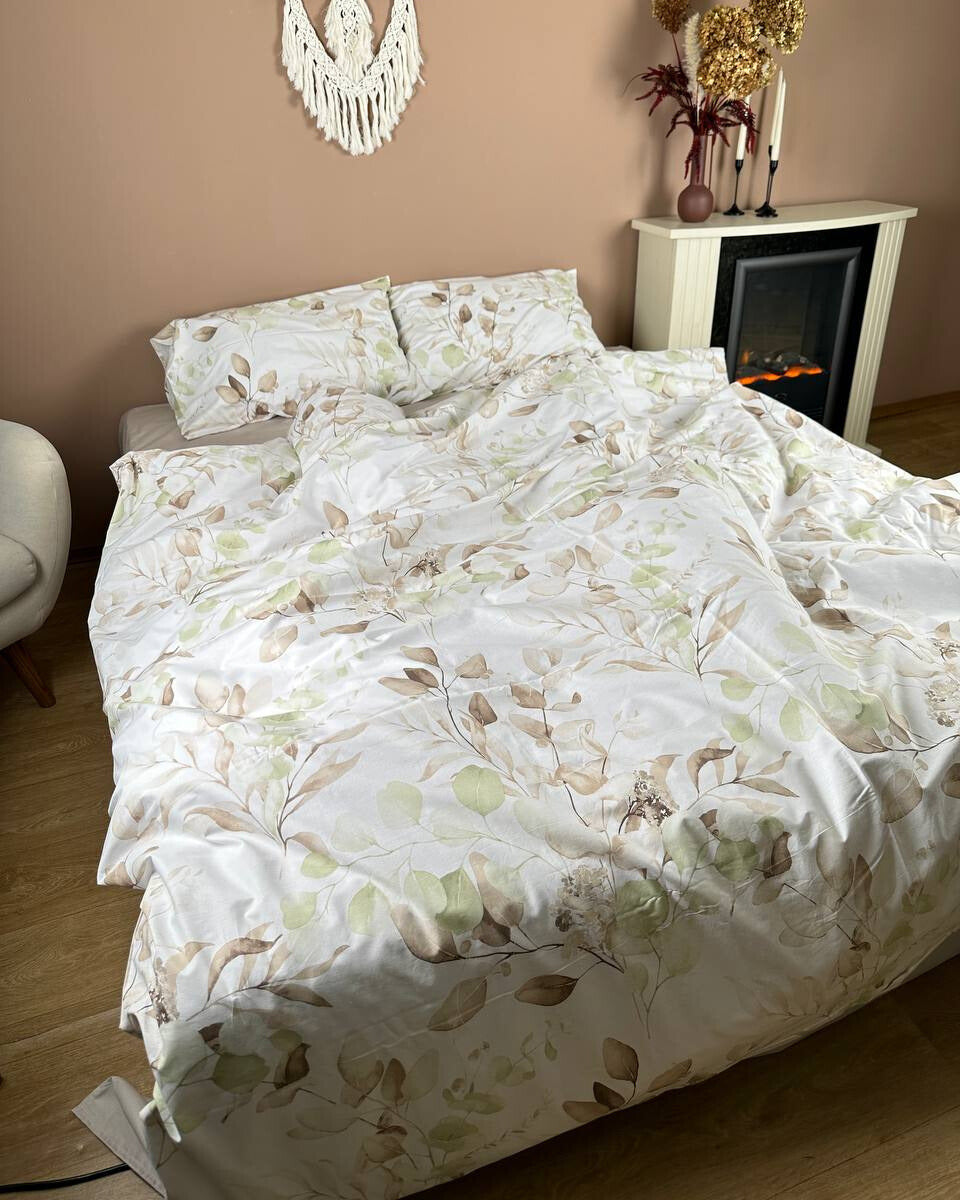 Premium Ranforce Cotton Bedding Set – Olive Tranquility