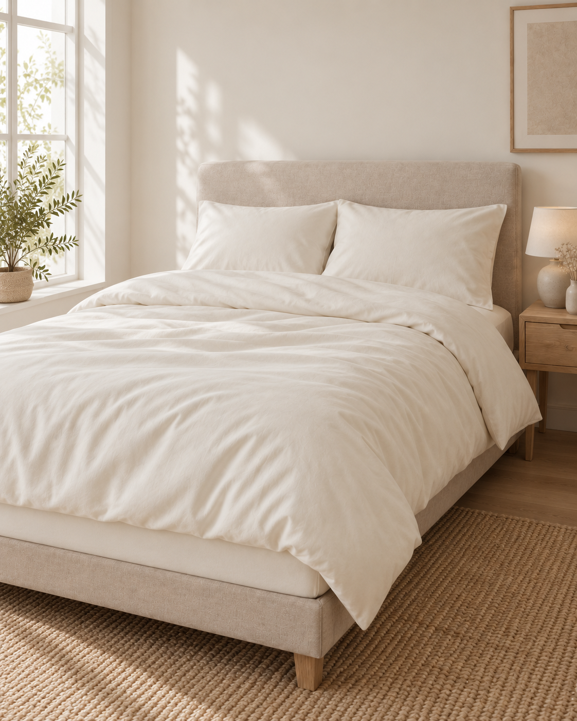 Pure Brushed Cotton Bedding Set – Soft Ivory
