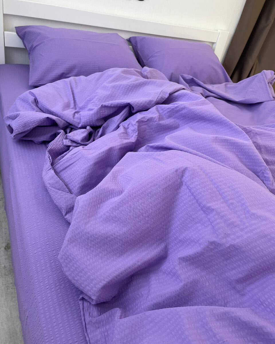 Premium Seersucker Cotton Bedding Set – Lavender Dream