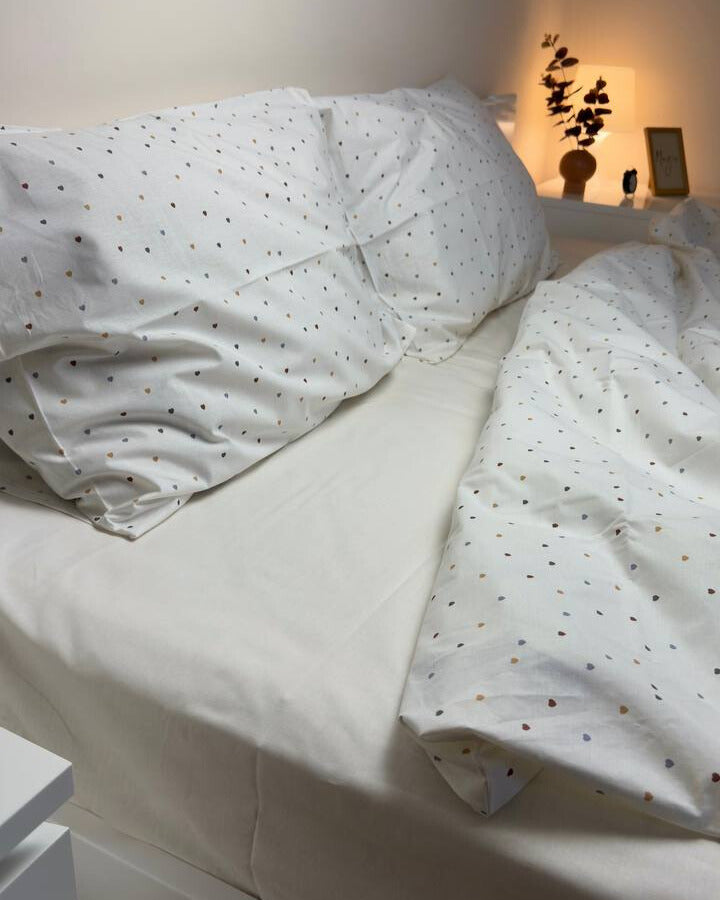 Premium Ranforce Cotton Bedding Set – Heartfall Cream