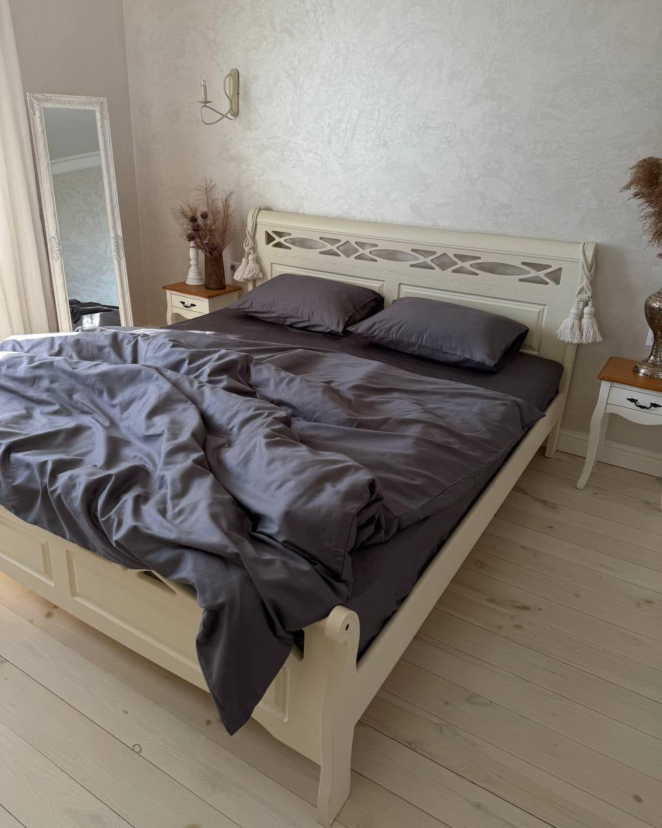 Luxury Cotton Sateen Bedding Set – Graphite Silk