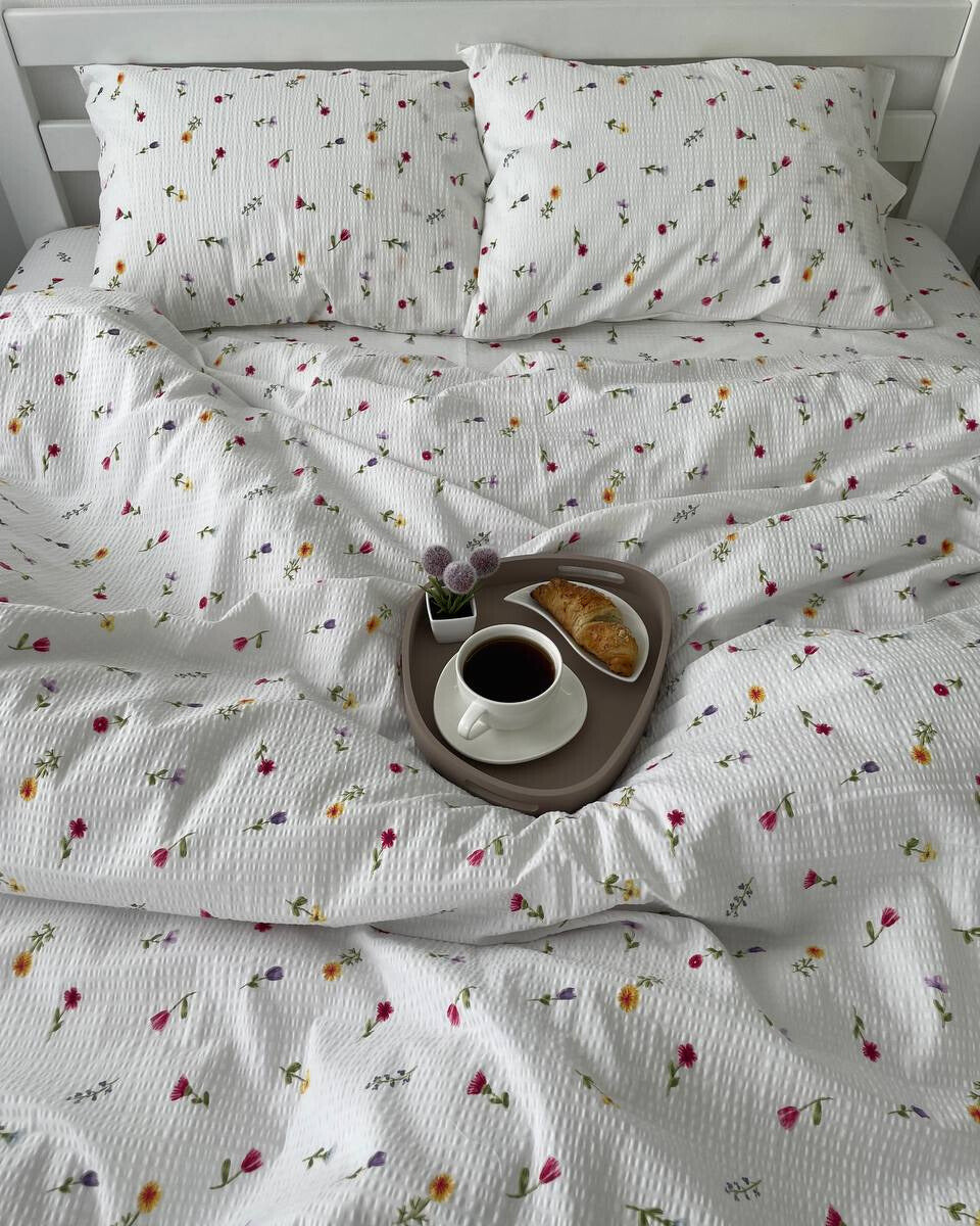 Premium Seersucker Cotton Bedding Set – Blooming Garden