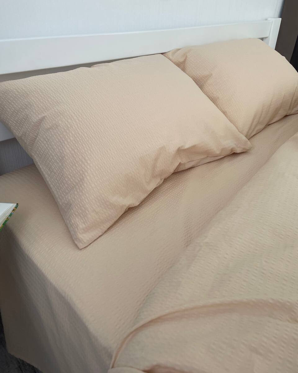 Premium Ranforce Seersucker Bedding Set – Soft Sand